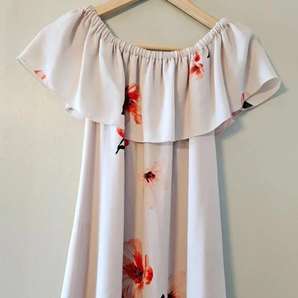 Wilfred Aritzia Neuchatel Off Shoulder Floral Print Mini Dress Dusty Pink XXS. - Picture 8 of 14